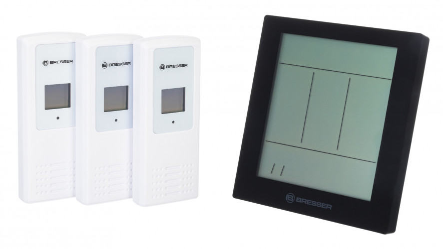Метеостанция Bresser Temeo Hygro Quadro Prestige с тремя датчиками, черная