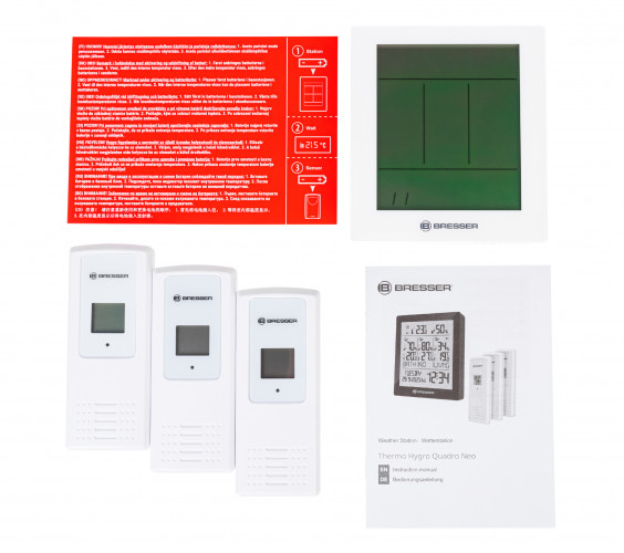 Метеостанция Bresser Temeo Hygro Quadro Prestige с тремя датчиками, серая