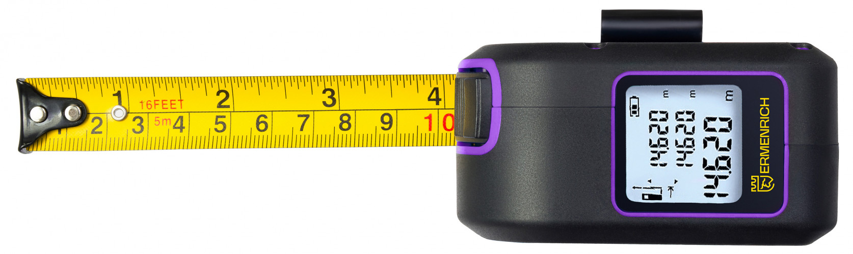 Рулетка с лазерным дальномером Ermenrich Reel SLR640, фиолетовый