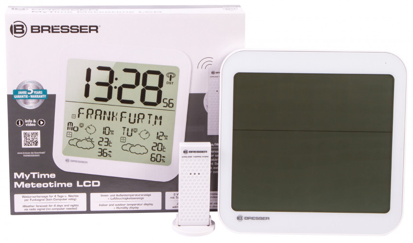 Часы настенные Bresser MyTime Meteotime LCD, белые